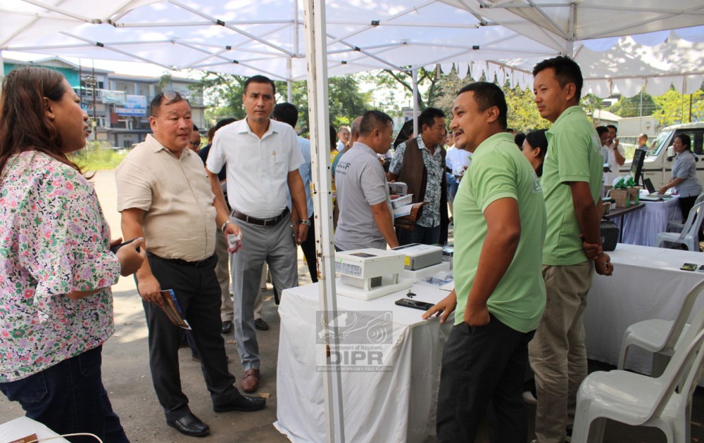 Deputy Commissioner of Dimapur, Dr. Tinojongshi Chang, interacting with vendors during the Seva Setu Camp under the PM Surya Ghar: Muft Bijli Yojana at the DC’s Office Complex, Dimapur, on October 14. (DIPR Photo)
